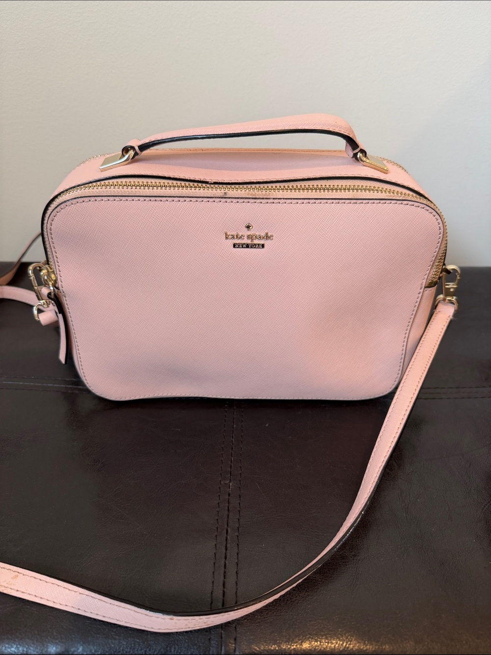 kate spade Light Pink Saffiano Crossbody Camera Bag with Top Handle